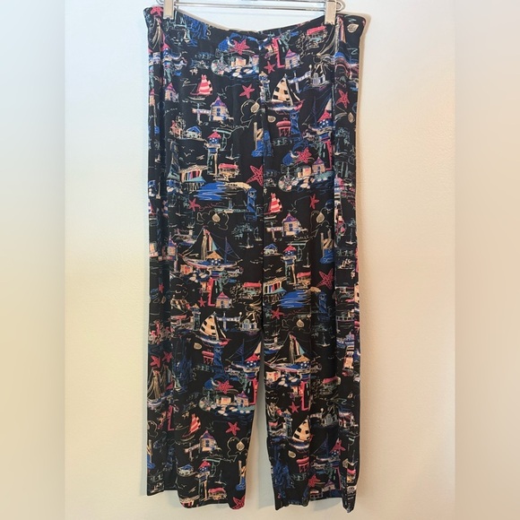 Chico's Pants - Chico's Travelers Novelty Sea Themed Print Wide Leg Crop Pants Size S
